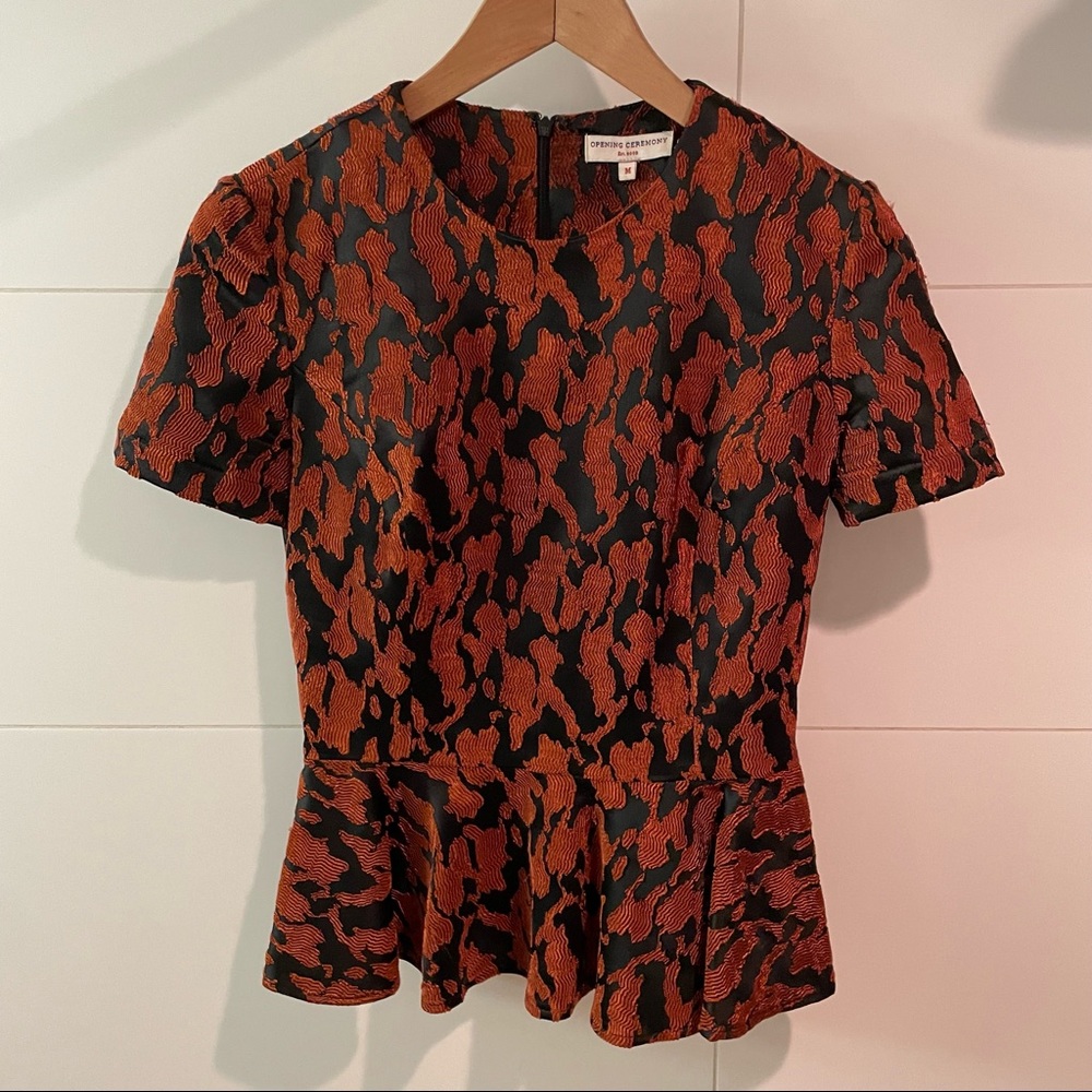 Opening Ceremony - Peplum top in orange jacquard